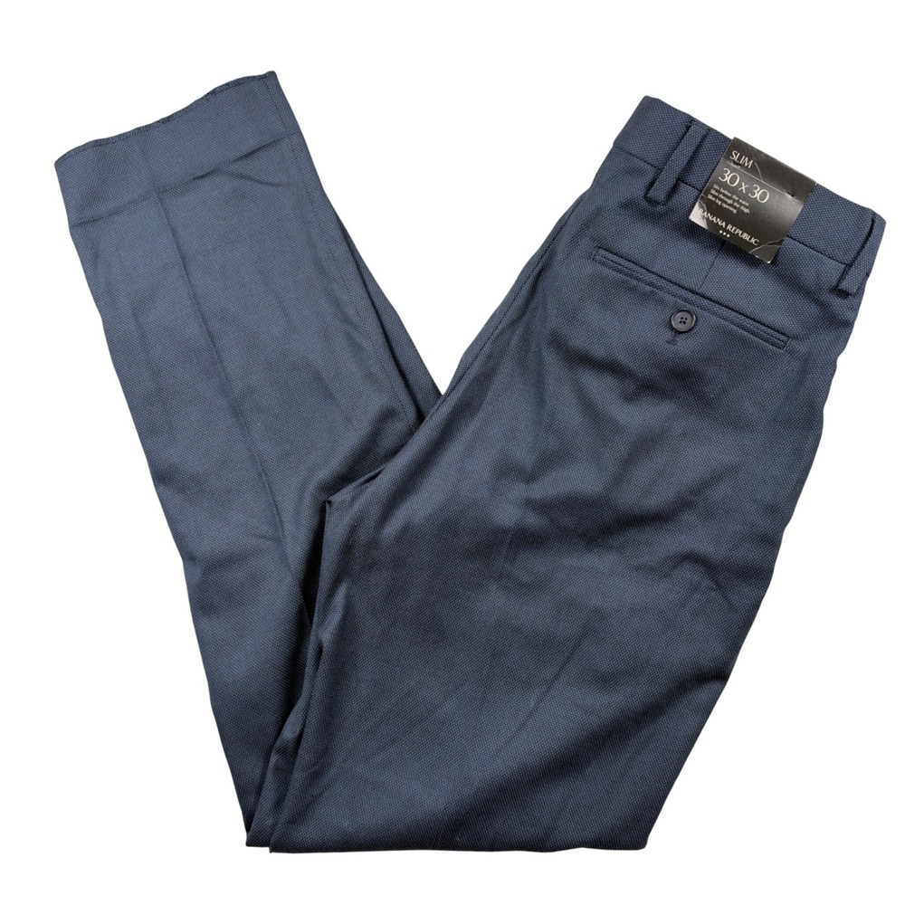 Banana Republic Dress Pants Men 30x30 Blue Slim Fit Stretch Textured Trousers